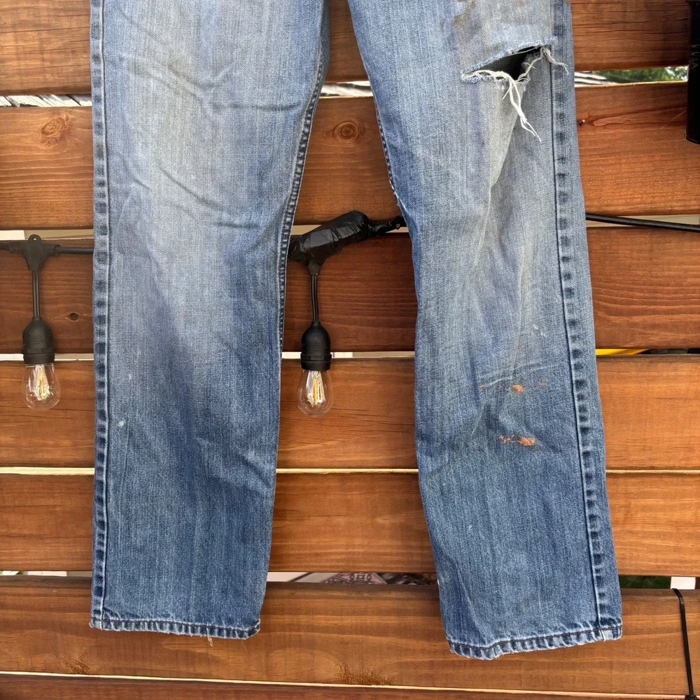 Levi's SilverTab True Straight Jeans Mens 32x32 Blue Distressed Workwear Grunge